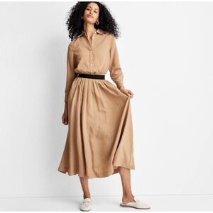 Women's High-Rise Full Lining Midi A-Line Skirt - Future Collective
